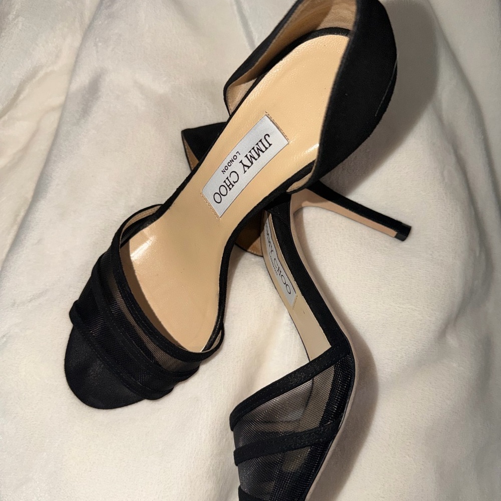Jimmy Choo Black Mesh D’Orsay Pumps